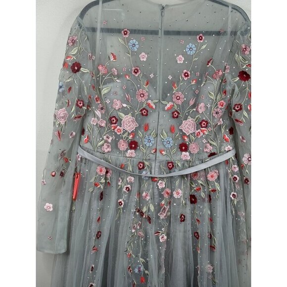 MAC DUGGAL 11241 Floral Embroidered Illusion Neck Evening Gown Size 14 NWT Tulle - Picture 9 of 9